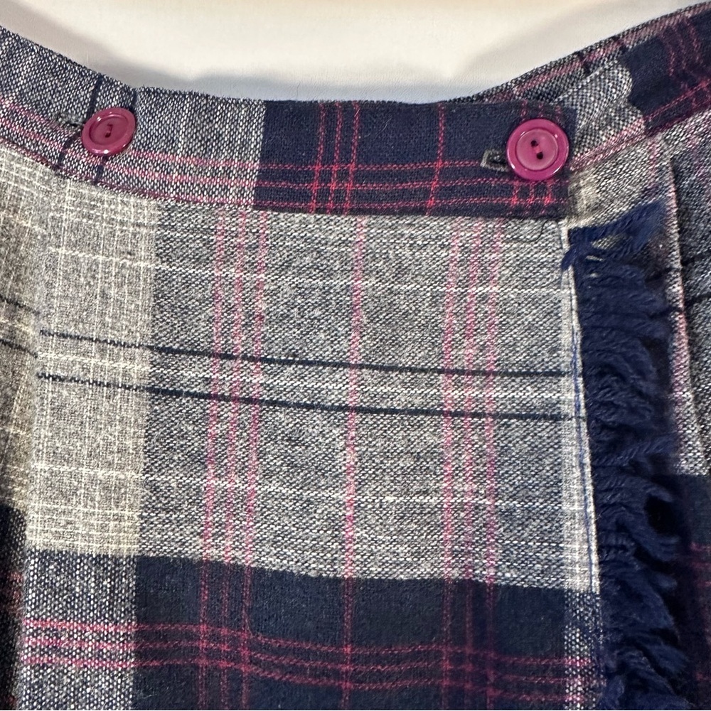 VTG Plaid A-Line Wrap Skirt - Navy, Red, and Gray - Picture 3 of 8
